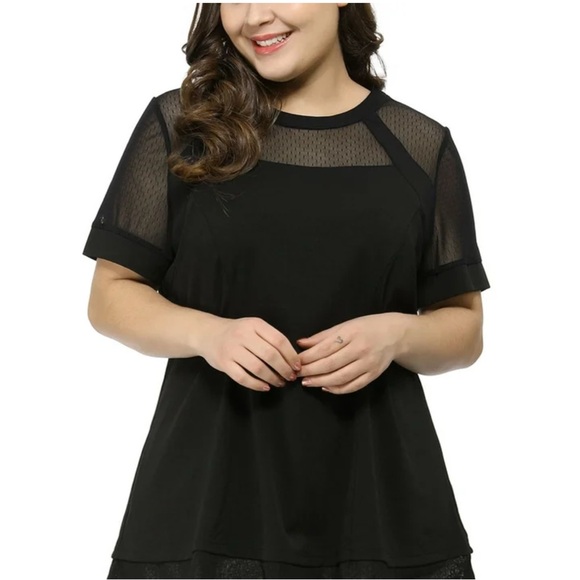 Chic Black Sheer Sleeve Blouse - Picture 2 of 6